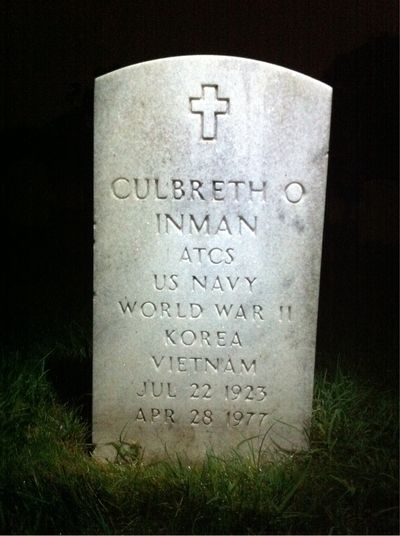 Headstone Front of Culbreth O Inman. Arlington National Cemetery.