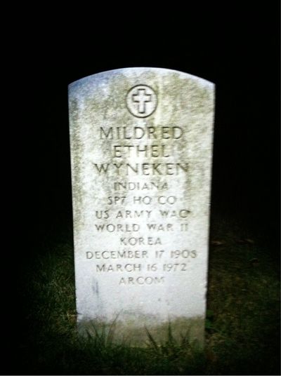 Headstone Front of Mildred Ethel Wyneken. Arlington National Cemetery.