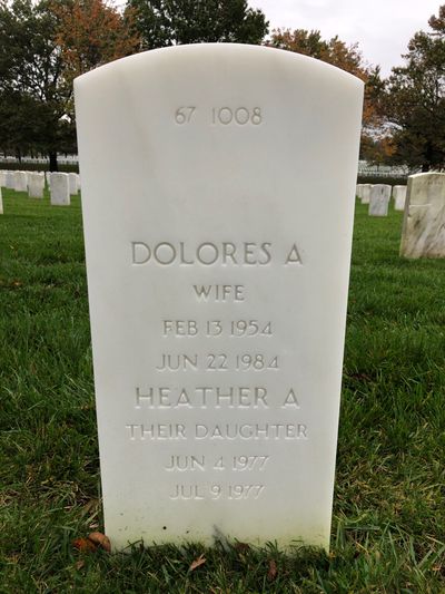Headstone Back of Dolores Van Alstyne. Arlington National Cemetery.
