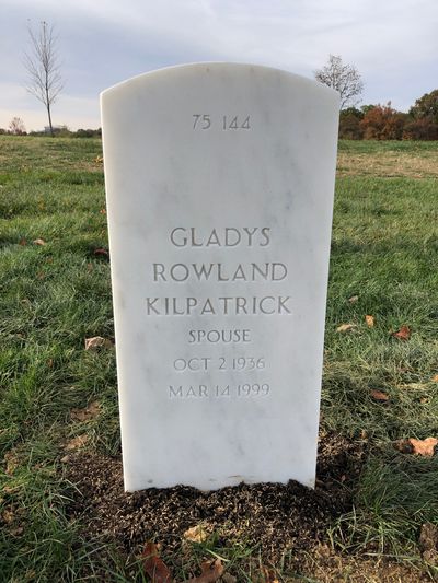 Headstone Back of Gladys Kilpatrick. Arlington National Cemetery.