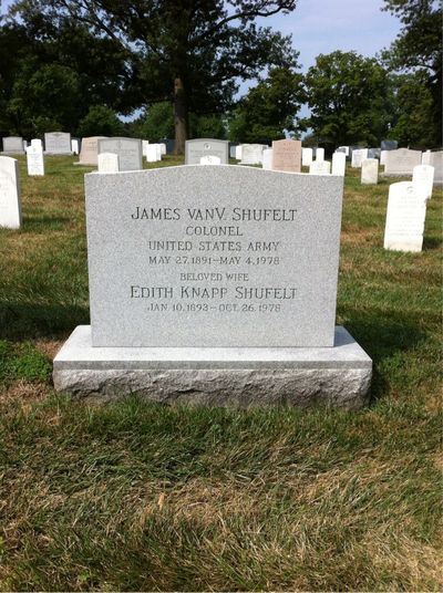 Headstone Front of Edith Shufelt. Arlington National Cemetery.