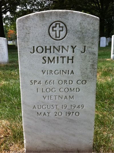 Headstone Front of Johnny Jerome Smith. Arlington National Cemetery.