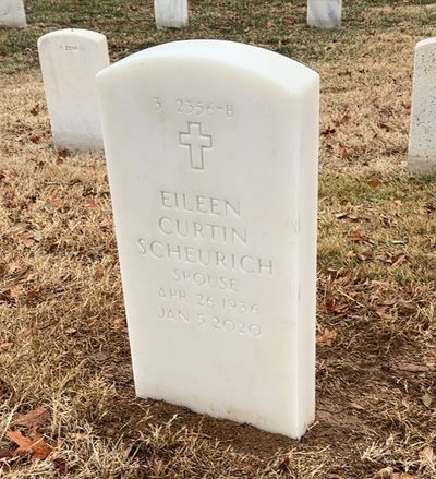 Headstone Back of Eileen Scheurich. Arlington National Cemetery.