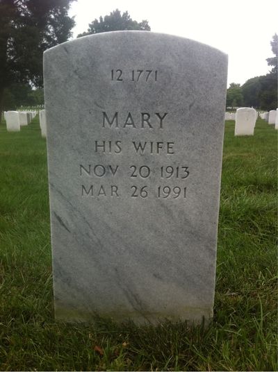 Headstone Back of Alfio Anthony Loudani. Arlington National Cemetery.