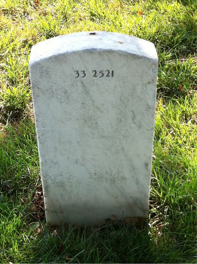 Headstone Back of Moses Sanders. Arlington National Cemetery.