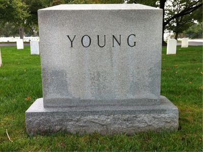 Headstone Back of Pearl Young. Arlington National Cemetery.