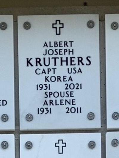 Columbarium Niche Cover of Albert Kruthers. Arlington National Cemetery.