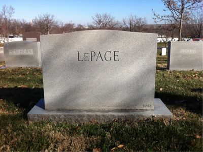 Headstone Back of Jane Lepage. Arlington National Cemetery.