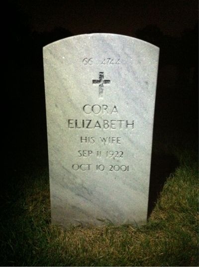 Cora Moore — Headstone Back