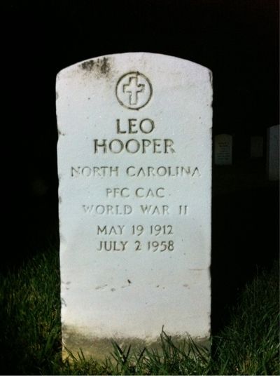 Headstone Front of Leo Hooper. Arlington National Cemetery.