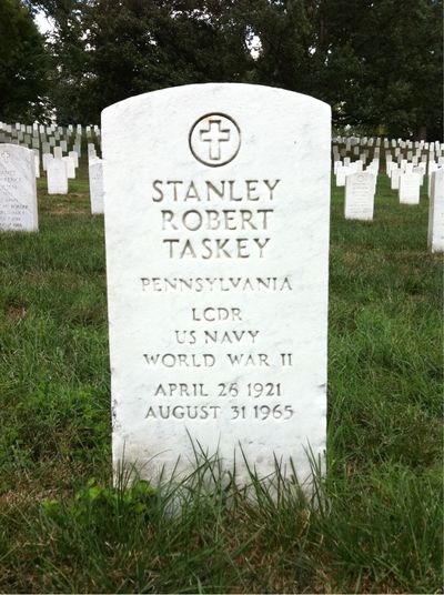 Headstone Front of Stanley Taskey. Arlington National Cemetery.