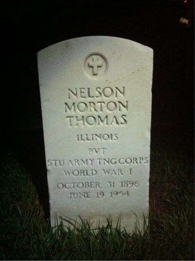 Headstone Front of Nelson Thomas. Arlington National Cemetery.