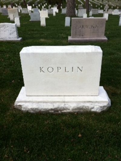 Headstone Back of Frank Koplin. Arlington National Cemetery.