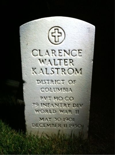 Headstone Front of Clarence Kalstrom. Arlington National Cemetery.