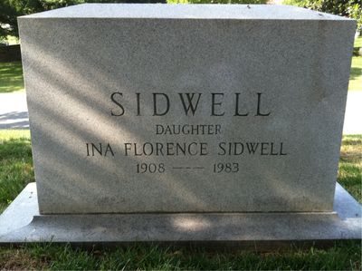 Headstone Back of Edna Sidwell. Arlington National Cemetery.