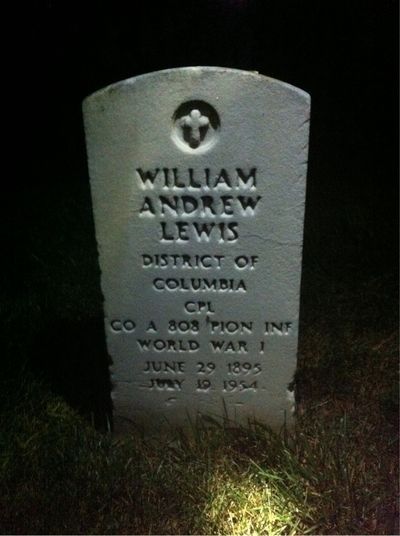 Headstone Front of William Lewis. Arlington National Cemetery.