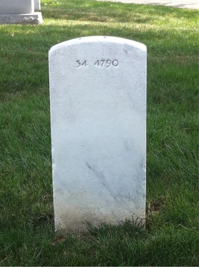 Headstone Back of Samuel Wanamaker. Arlington National Cemetery.