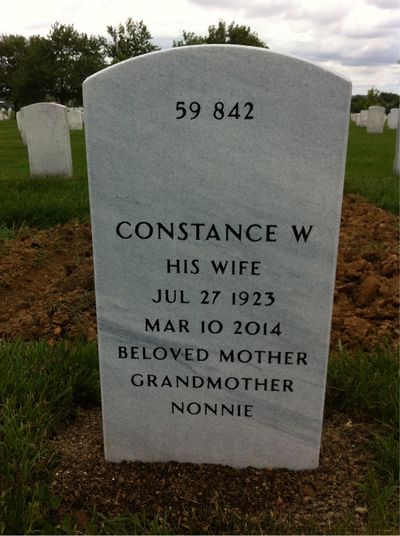 Headstone Back of Constance Robbins. Arlington National Cemetery.