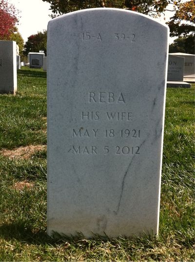 Headstone Back of Reba Naughton. Arlington National Cemetery.
