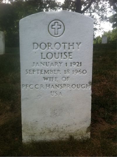 Headstone Front of Dorothy Hansbrough. Arlington National Cemetery.