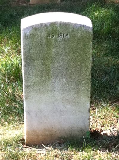 Headstone Back of Elmer L. Hunter. Arlington National Cemetery.