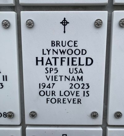 Columbarium Niche Cover of Bruce Lynwood Hatfield. Arlington National Cemetery.