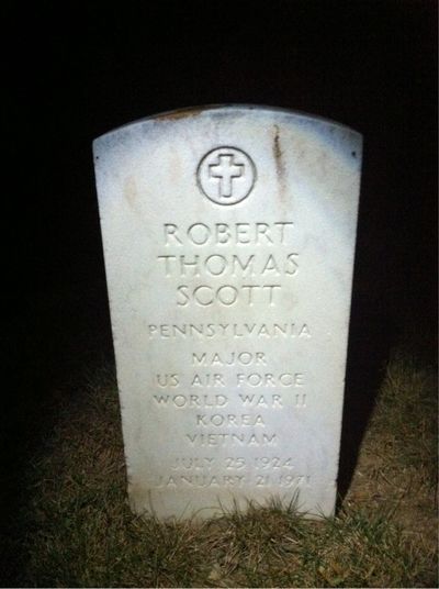 Headstone Front of Robert A Scott. Arlington National Cemetery.