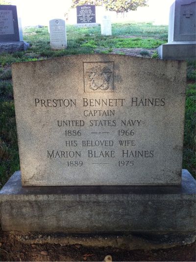 Headstone Front of Marion Haines. Arlington National Cemetery.