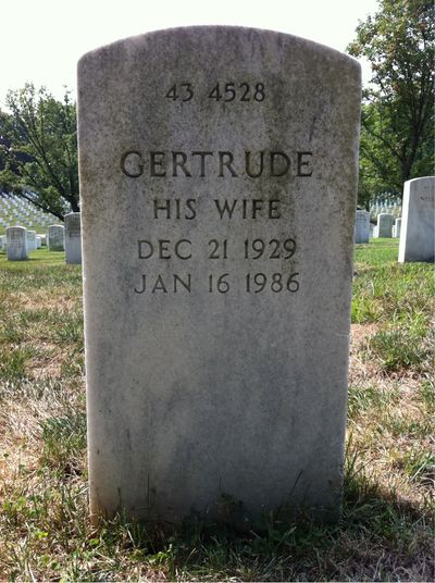 Headstone Back of Gertrude Ciunys. Arlington National Cemetery.