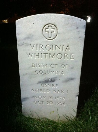 Headstone Front of Virginia Whitmore. Arlington National Cemetery.