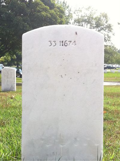 Headstone Back of Robert Lorentz. Arlington National Cemetery.