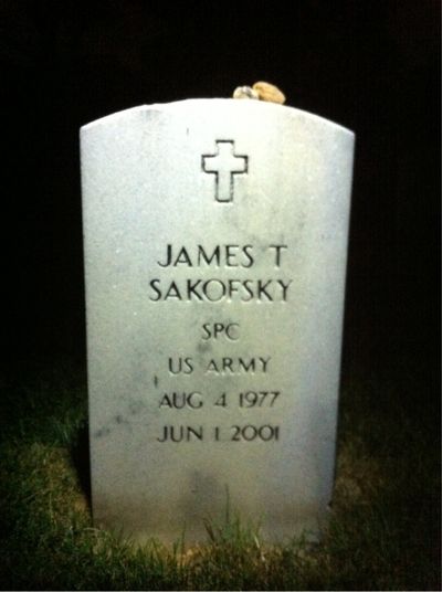 Headstone Front of James Thomas Sakofsky. Arlington National Cemetery.