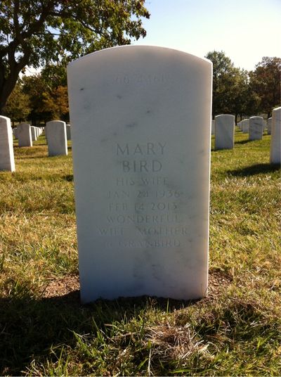 Headstone Back of Mary Ferguson. Arlington National Cemetery.