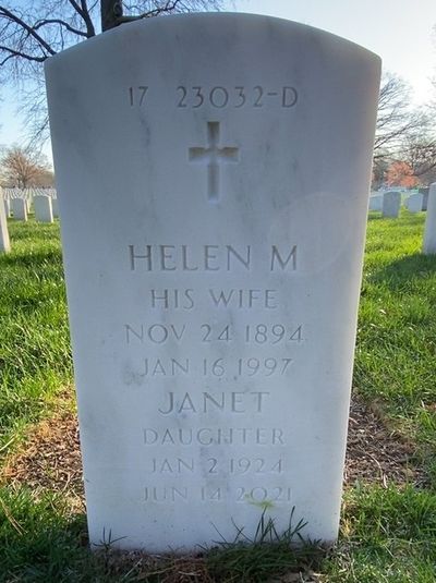Headstone Back of Alfred H Spence. Arlington National Cemetery.