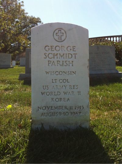 Headstone Front of George C Parish. Arlington National Cemetery.