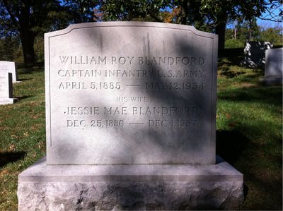 Headstone Front of William Roy Blandford. Arlington National Cemetery.