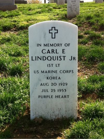 Headstone Front of Carl Lindquist. Arlington National Cemetery.