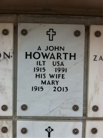 Columbarium Niche Cover of A Howarth. Arlington National Cemetery.