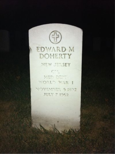 Headstone Front of Edward M Doherty. Arlington National Cemetery.