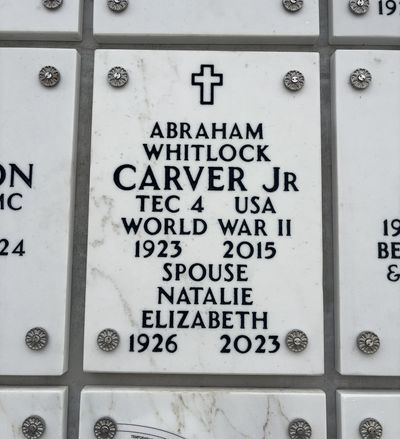 Columbarium Niche Cover of Abraham Carver. Arlington National Cemetery.