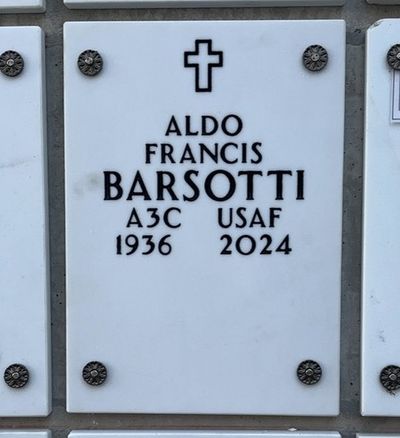 Columbarium Niche Cover of Aldo Barsotti. Arlington National Cemetery.