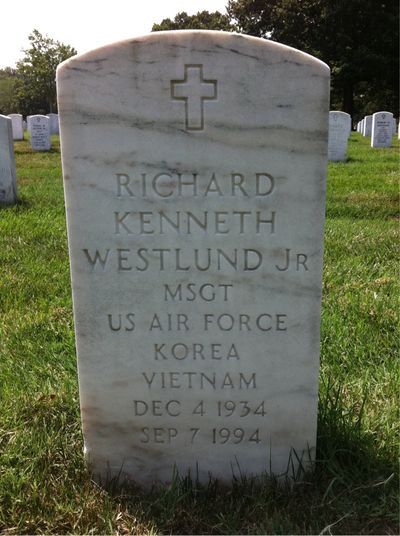 Headstone Front of Richard Kenneth Westlund. Arlington National Cemetery.