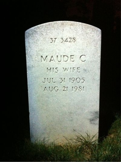 Headstone Back of Maude Goodwin. Arlington National Cemetery.