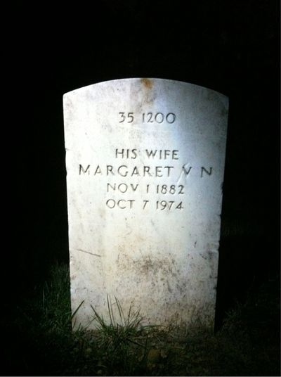 Headstone Back of Margaret Stauffer. Arlington National Cemetery.
