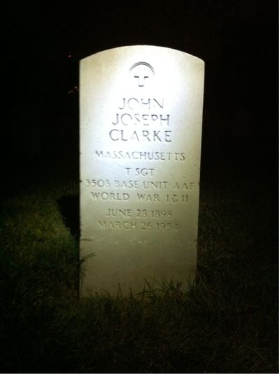 Headstone Front of John Clarke. Arlington National Cemetery.