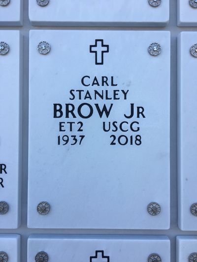 Columbarium Niche Cover of Carl Brow. Arlington National Cemetery.
