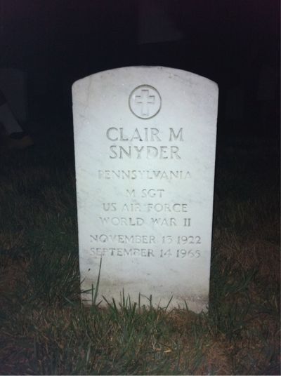 Headstone Front of Clair Melvin Snyder. Arlington National Cemetery.