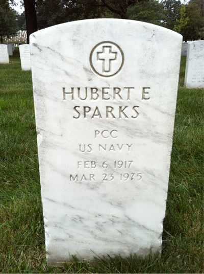 Headstone Front of Hubert Earl Sparks. Arlington National Cemetery.
