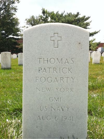 Headstone Front of Thomas Patrick Fogarty. Arlington National Cemetery.