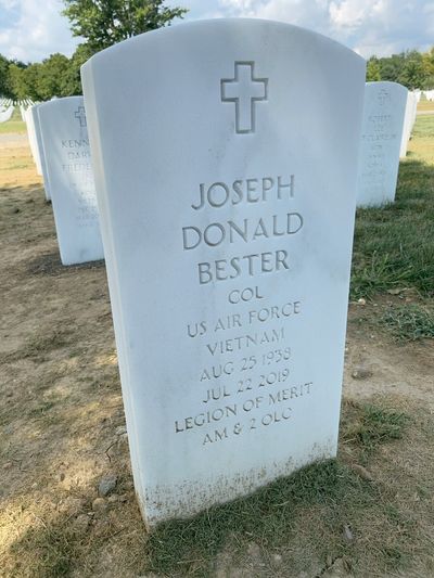 Headstone Front of Joseph Donald Bester. Arlington National Cemetery.